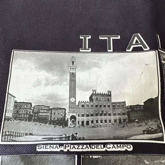 Canvas Tote Bag Scenes Of Italy Navy Blue Carry-All - Picture 7 of 11